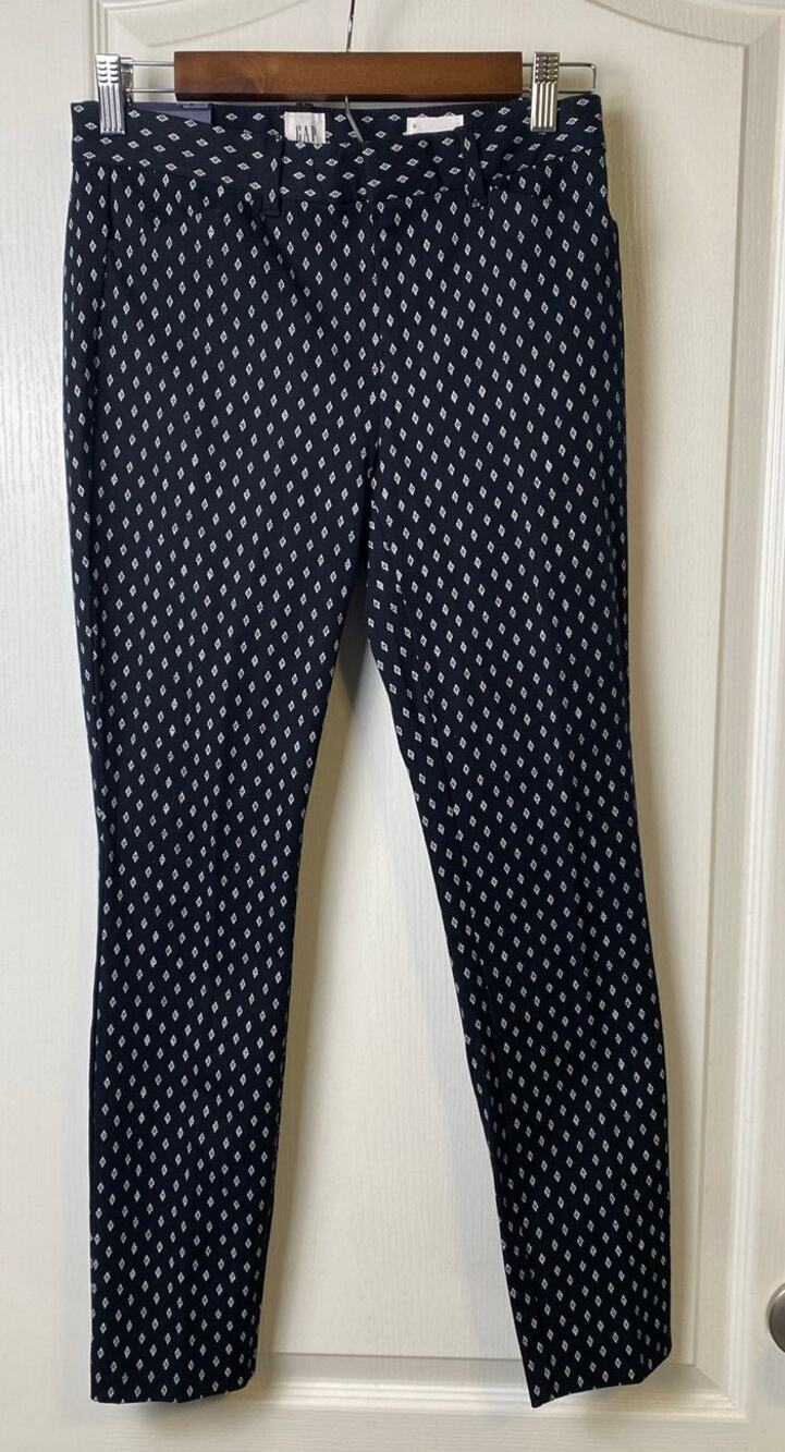 Gap Signature Skinny Ankle Mid Rise Stretch Pant in Black White Diamonds Size 0